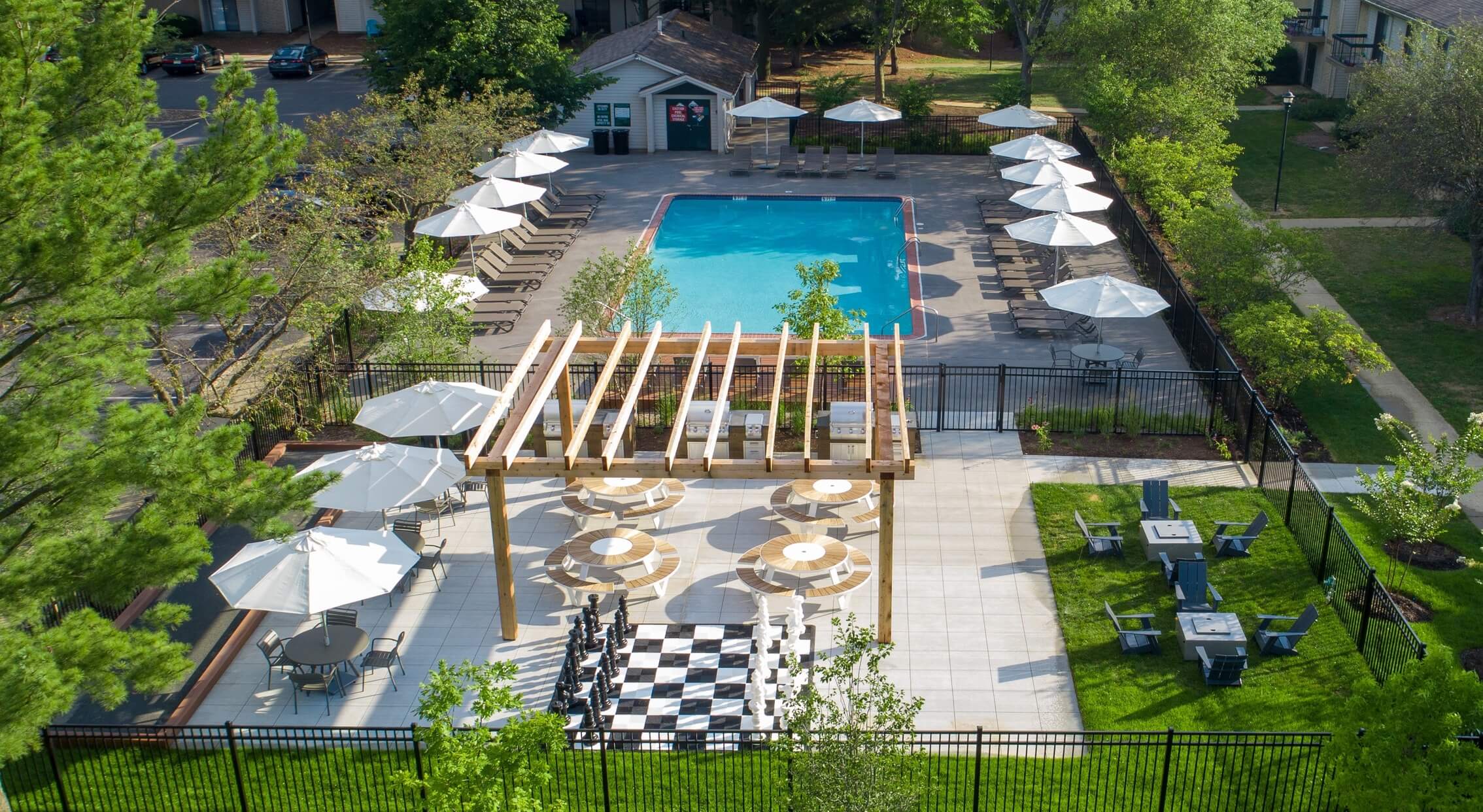 Outdoor pool and sitting area